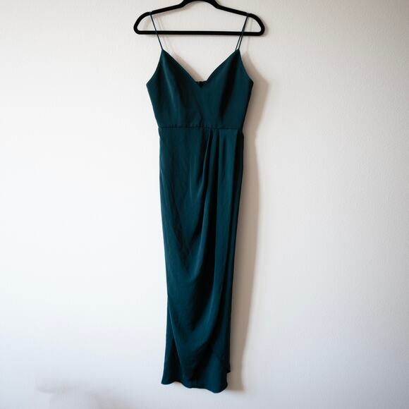 Shona Joy Draped Dress Seaweed Green V-Neck Wedding Bridesmaid Cocktail 6 NWT - Picture 2 of 6